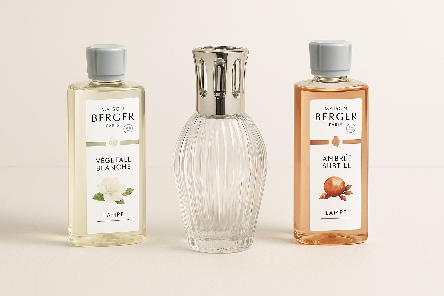 Lampada catalitica Maison Berger con fragranze Végétale Blanche e Ambrée Subtile
